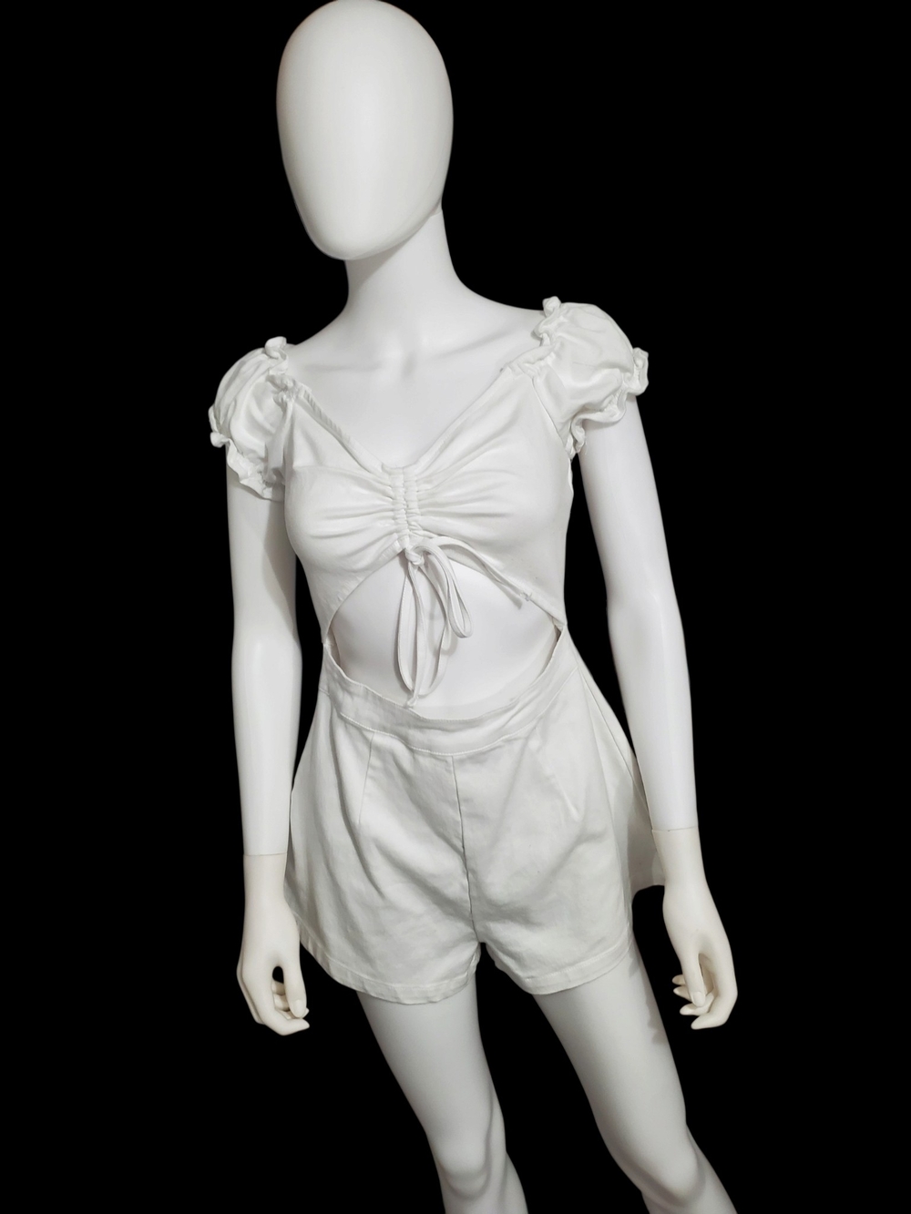 Windsor White Ruched Cutout Romper NWT Size M